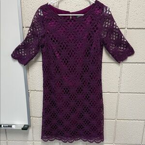 Jax Plum Lace Long Sleeve Dress